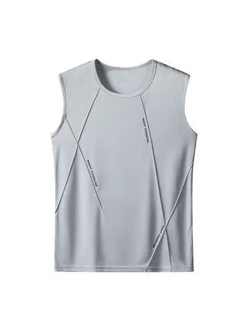 Men's Quick Dry Sport Tank Top Sleeveless Breathable Fitness Running Vest Patchwork Design Outdoor Gym Workout Apparel Top