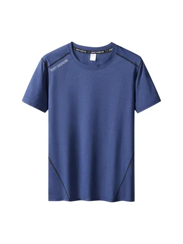 Herren Sport Schnelltrocknendes T-Shirt Kurzarm Rundhals Atmungsaktives Polyester Laufen Fitness Top Mit Night Exercise Druck