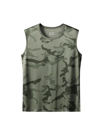 Herren Schnelltrocknendes Camouflage Sport Tank Top Ärmelloses Polyester Kühlendes Gym Laufen Training Oberteil