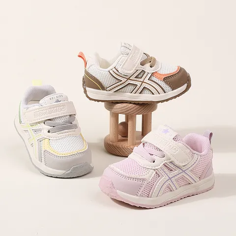 Toddler Boys Girls Casual Walking Shoes Breathable Mesh Synthetic Leather Patchwork Hook And Loop Sport Sneakers Baby First Walkers