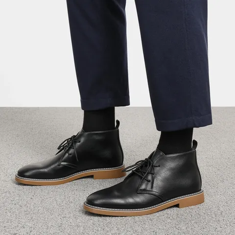 Stivali Desert Casual da Uomo Taglie Forti in Pelle Sintetica Retrò Stivaletti Chukka Stringati Antiscivolo alla Moda e Comodi