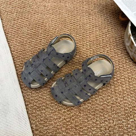 Sandalias Romanas de Lunares para Niñas Verano Estilo Birkenstock Transpirable Suela Blanda Cuero de Microfibra Zapatos de Moda