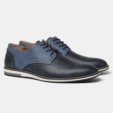 Scarpe Derby Casual da Uomo Taglie Forti Moda Patchwork Traspiranti Leggere in Pelle PU Stringate Sneakers Basse Scarpe da Camminata