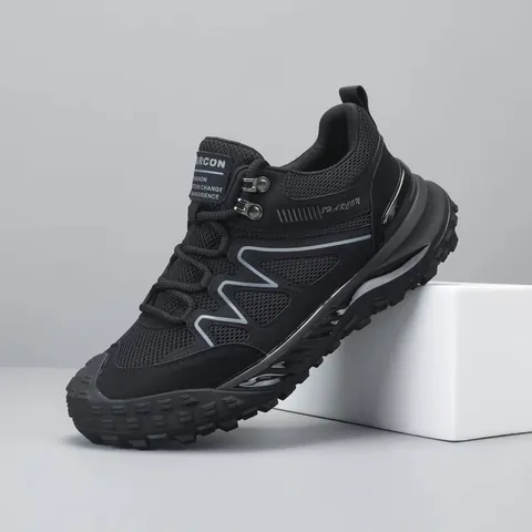 Chaussures de Randonnée Extérieur pour Hommes Respirant Antidérapant Baskets en Cuir de Vache et Tissu pour Alpinisme