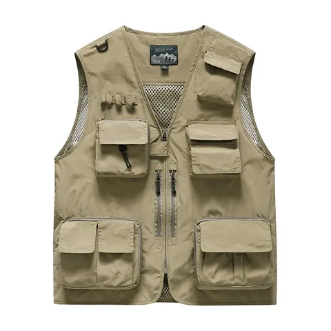 Men Tactical Work Vest Multi Pocket Breathable Mesh Lightweight Outdoor Casual Sleeveless Top