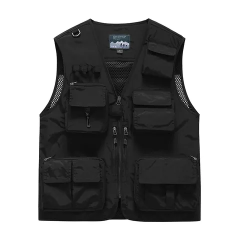 Men Tactical Work Vest Multi Pocket Breathable Mesh Lightweight Outdoor Casual Sleeveless Top