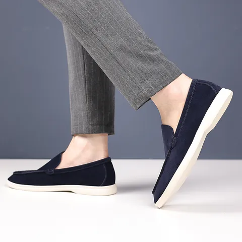 Men's British Style Loafers Casual Slip-on Driving Shoes Comfortable Breathable Lightweight PU Leather Flat Loafers For Men