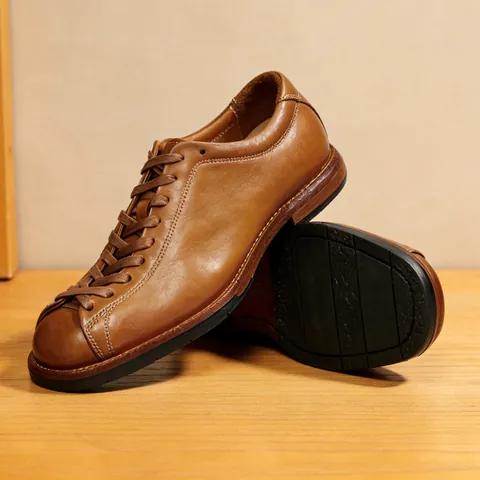 Vintage Men Horsehide Goodyear Welted Derby Shoes Business Formal Genuine Leather Dress Shoes British Style Commuting Lace-up Shoes