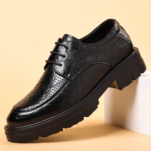 Scarpe da Uomo in Pelle da Ufficio Traforate Traspiranti Rialzanti Suola Spessa Oxford Formali per Matrimonio Uomo