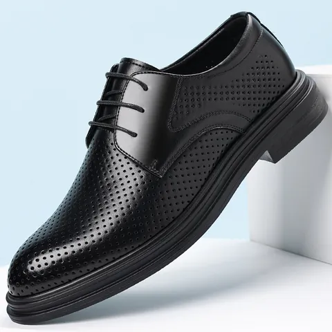 Herren Business Formal Lederschuhe Ausschnitt Atmungsaktiv Britischer Stil Schnürung Höhenzunahme Hochzeit Büro Lederschuhe Spaltleder