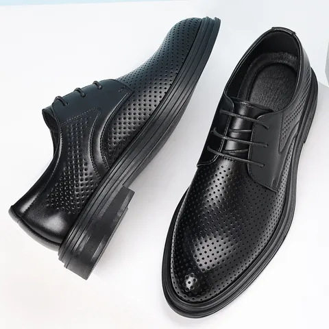 Herren Business Formal Lederschuhe Ausschnitt Atmungsaktiv Britischer Stil Schnürung Höhenzunahme Hochzeit Büro Lederschuhe Spaltleder