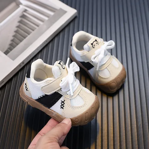 Baby Lauflernschuhe Kleinkind Sneaker Atmungsaktiv Mesh Weiche Sohle Rutschfest Panda Muster Klettverschluss Casual Outdoor Schuhe