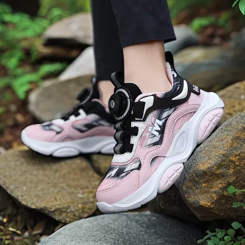 Zapatillas de Moda para Niñas Con Sistema de Cordones de Dial Malla Transpirable Suela Gruesa Zapatos para Correr Casuales