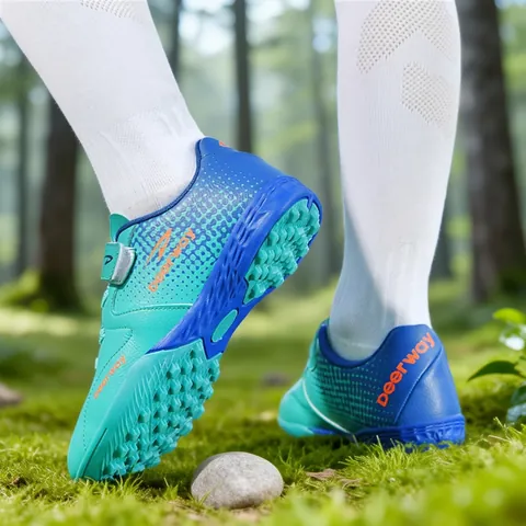 Deerway Kids Soccer Shoes TF Studs Hook And Loop Training Football Cleats For Boys Girls Turf Sneakers Non-Slip Athletic Shoes