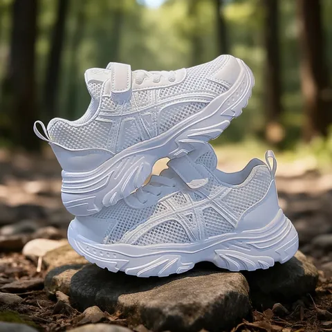 Zapatos Daddy de Moda para Niñas Zapatillas de Deporte de Malla Transpirable para Niños Zapatos de Running de Suela Blanda con Cierre Adherente