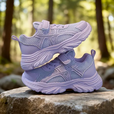 Zapatos Daddy de Moda para Niñas Zapatillas de Deporte de Malla Transpirable para Niños Zapatos de Running de Suela Blanda con Cierre Adherente