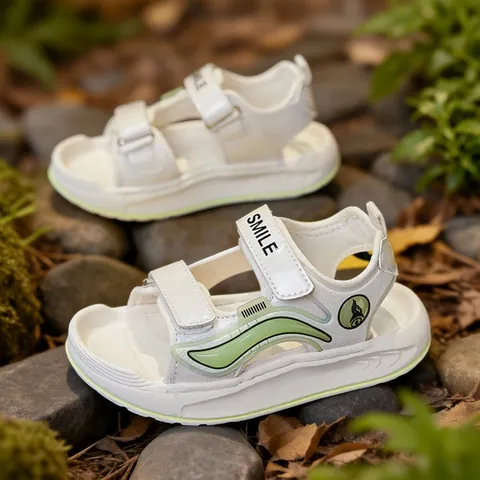 Kids Sports Sandals Boys Girls Breathable Outdoor Beach Summer Open Toe Velcro Closure Synthetic Leather Fabric Sneakers