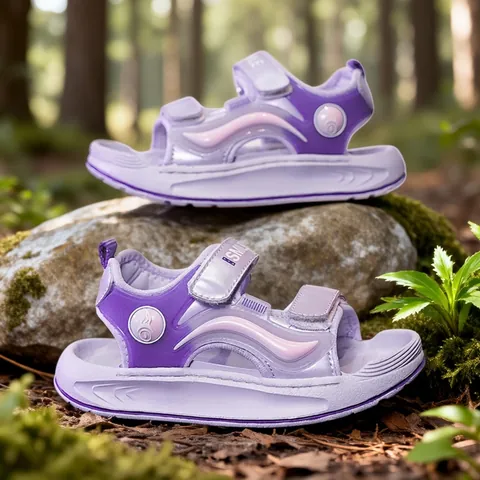 Kids Sports Sandals Boys Girls Breathable Outdoor Beach Summer Open Toe Velcro Closure Synthetic Leather Fabric Sneakers