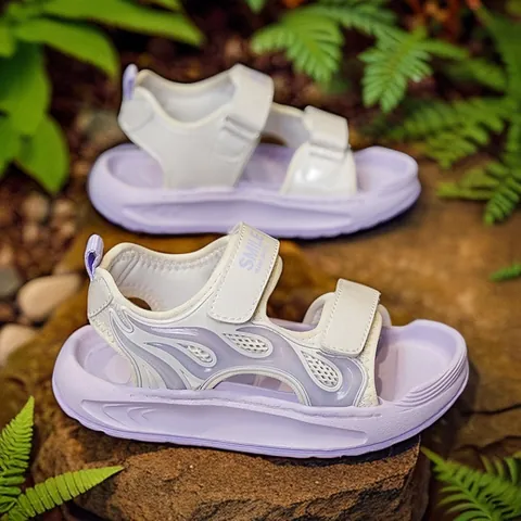 Kids Sports Sandals For Boys Girls Summer Outdoor Beach Shoes With Hook And Loop Closure Breathable Flame Pattern Open Toe Sandals