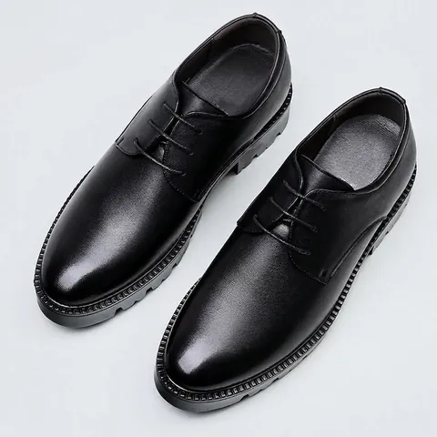 Herren Business Formelle Spaltlederschuhe Unsichtbare Erhöhung Plateau Hochzeitsschuhe Für Männer Schwarz