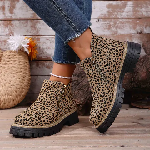Dames Casual Suède Enkellaarzen Met Zijrits Plateauzool Mode Chelsea Boots Voor Herfst Winter