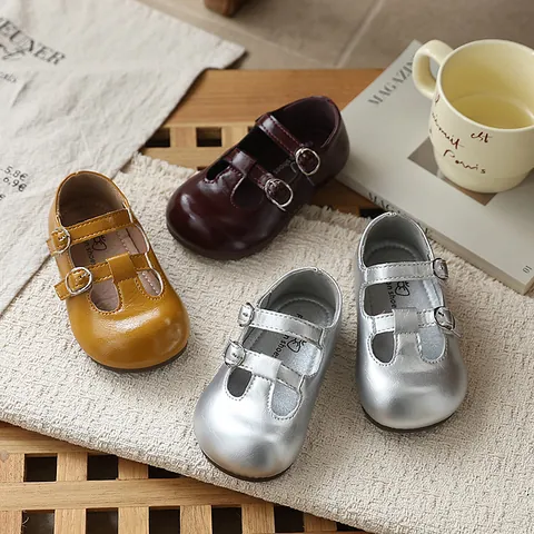 Chaussures Mary Jane Princesse pour Filles Style Français Ajouré Semelle Souple en Cuir Artificiel pour Printemps Automne Enfants