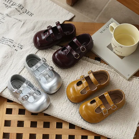 Chaussures Mary Jane Princesse pour Filles Style Français Ajouré Semelle Souple en Cuir Artificiel pour Printemps Automne Enfants
