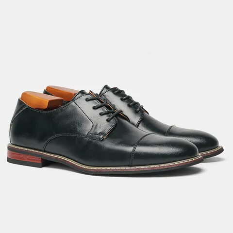 Scarpe da Uomo in Stile Britannico Business in Pelle Classiche Cap Toe Oxford Derby Scarpe Eleganti per Ufficio Banchetto