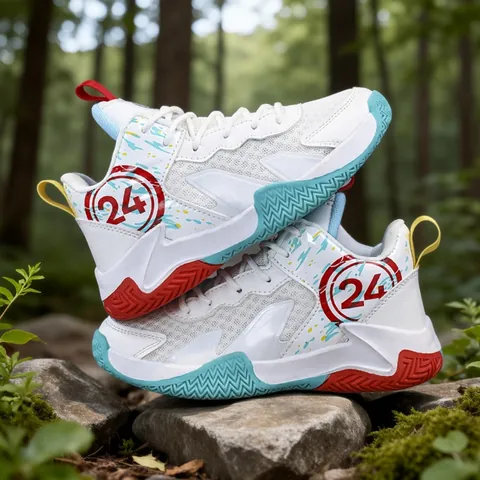 Kids High Top Basketball Shoes Breathable Mesh Synthetic Leather Athletic Sneakers Anti Slip Youth Outdoor Training Sports Shoes