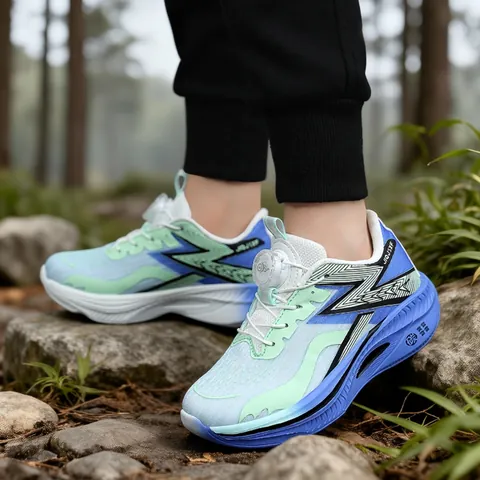 Kids Running Shoes Mesh Breathable Shock Absorption Sports Sneakers With Rotating Buckle For Boys Girls Racing Athletes