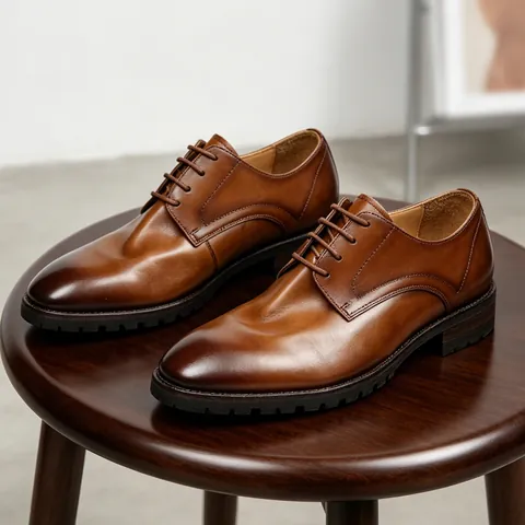 Old Money Style Men Derby Shoes Top Layer Cowhide Goodyear Welted Business Dress Shoes Washed Leather Wedding Formal Shoes