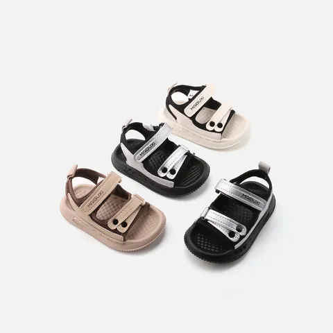 2026 Summer Toddler Baby First Walkers Color Block Sandals Boys Girls Soft Sole Outdoor Beach Shoes Velcro Closure Infant Footwear
