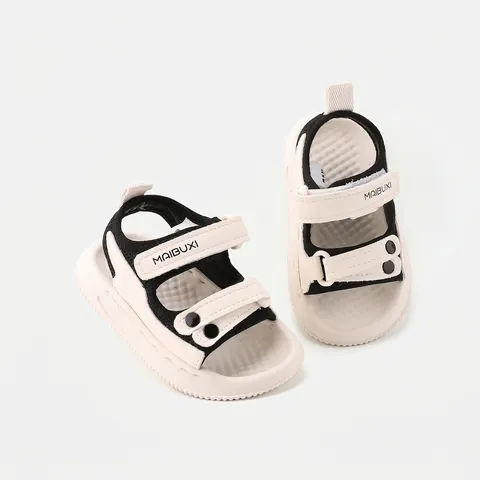 2026 Summer Toddler Baby First Walkers Color Block Sandals Boys Girls Soft Sole Outdoor Beach Shoes Velcro Closure Infant Footwear
