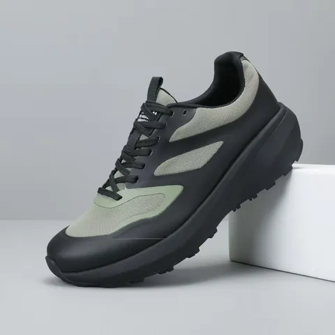 Baskets à Plateforme pour Hommes Été Mesh Respirant PU Patchwork Semelle Epaisse Chaussures de Sport Décontractées pour Hommes