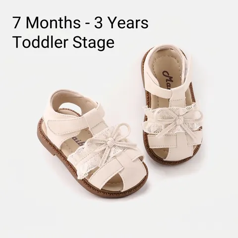 Baby Girls Soft Sole First Walker Sandals Bowknot Lace Hollow Out Princess Shoes Toddler Non-slip Summer Flats