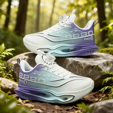 Professional Carbon Plate Running Shoes For Men Boys Breathable Racing Sports Sneakers With Rotary Buckle Lacing