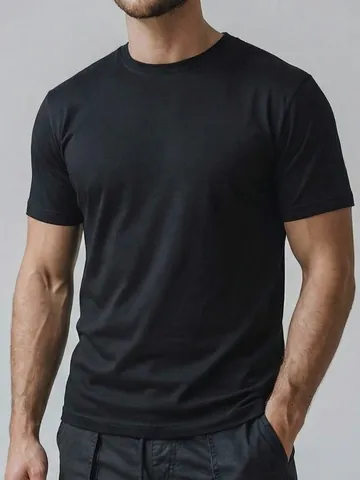 Men's Basic Cotton Short Sleeve T-Shirt Loose Fit Crew Neck Top Solid Color Breathable Summer Casual Tee