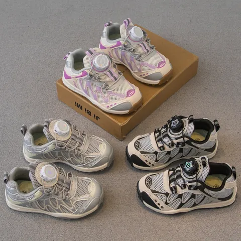 Chaussures de Sport Filles Baskets en Maille Respirante Avec Fermeture à Molette Légères Enfants Course à Pied