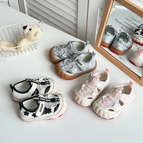 Summer Children's Closed-Toe Sandals For Boys Girls Microfiber Leather Mesh Breathable Toddler River-Tracing Shoes Outdoor Beach Shoes
