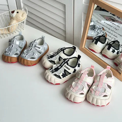 Summer Children's Closed-Toe Sandals For Boys Girls Microfiber Leather Mesh Breathable Toddler River-Tracing Shoes Outdoor Beach Shoes