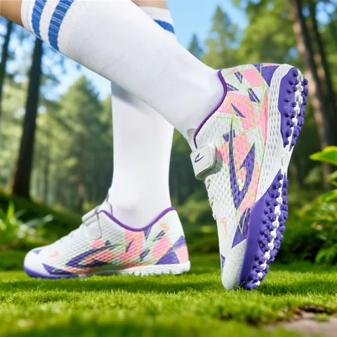 Professionelle Kinder Fußballschuhe TF Gummisohle Rasen Fußballschuhe Rutschfeste Training Sportschuhe Für Jungen Mädchen Schüler Klettverschluss