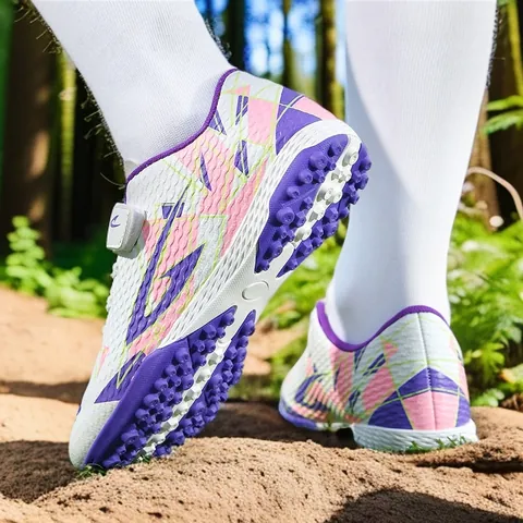 Professionelle Kinder Fußballschuhe TF Gummisohle Rasen Fußballschuhe Rutschfeste Training Sportschuhe Für Jungen Mädchen Schüler Klettverschluss