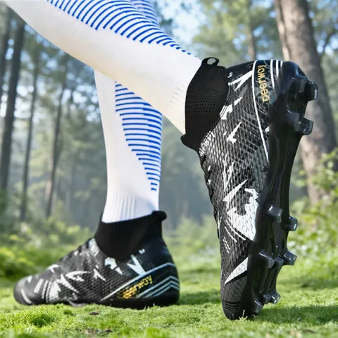 Professionelle High-Top Fußballschuhe Für Herren Damen Nocken Rutschfest Atmungsaktiv Training Fußballschuhe