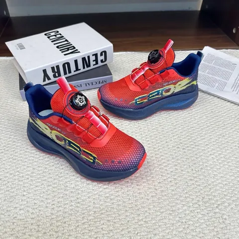 Kids Rotary Buckle Running Shoes Breathable Mesh Sneakers Lightweight Non-Slip Sports Shoes For Boys Girls Trendy Shoes