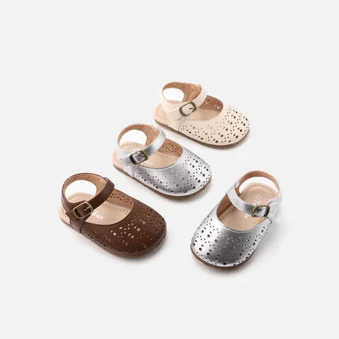 Sandalias Caladas para Bebé Niña de Cuero de Microfibra Suela Blanda Zapatos Mary Jane para Verano Casual Moda Niños Zapatos de Aprendizaje