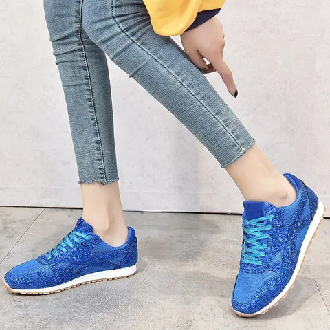 Dames Casual Mesh Sneakers Glitter Pailletten Ademend Platform Schoenen Chunky Mode Sportschoenen Voor Dagelijks Gebruik Unisex