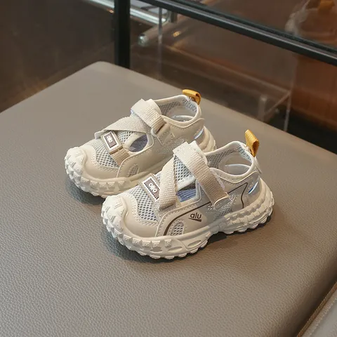 Kids Toddler Boys Girls Closed Toe Mesh Sandals Breathable Summer Sports Casual Soft Sole Shoes With Hook Loop Outdoor Daily Walking