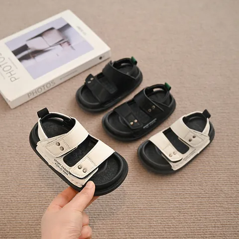 Summer New Children Sandals Boys Girls Casual Open Toe Beach Shoes With Rivet Hook-and-loop PU Leather Sport Sandals For Kids