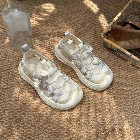 Children's Closed Toe Sport Sandals For Boys Girls Microfiber Leather Rubber Sole Breathable Mesh Beach Shoes Summer Outdoor Kids Sandals