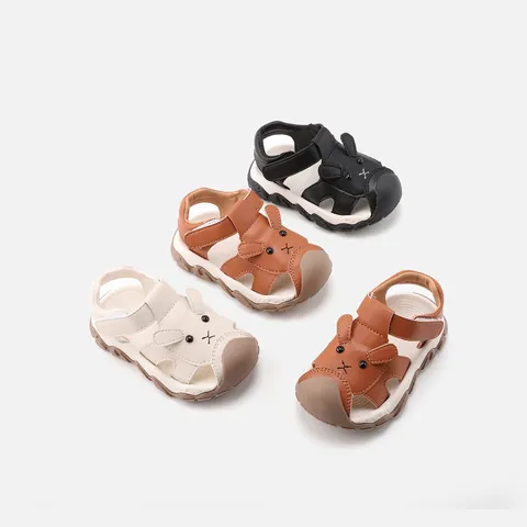 Baby First Walkers Sandals Cartoon Rabbit Microfiber Leather Soft Sole Non-slip Toddler Shoes Hollow Out Summer Unisex